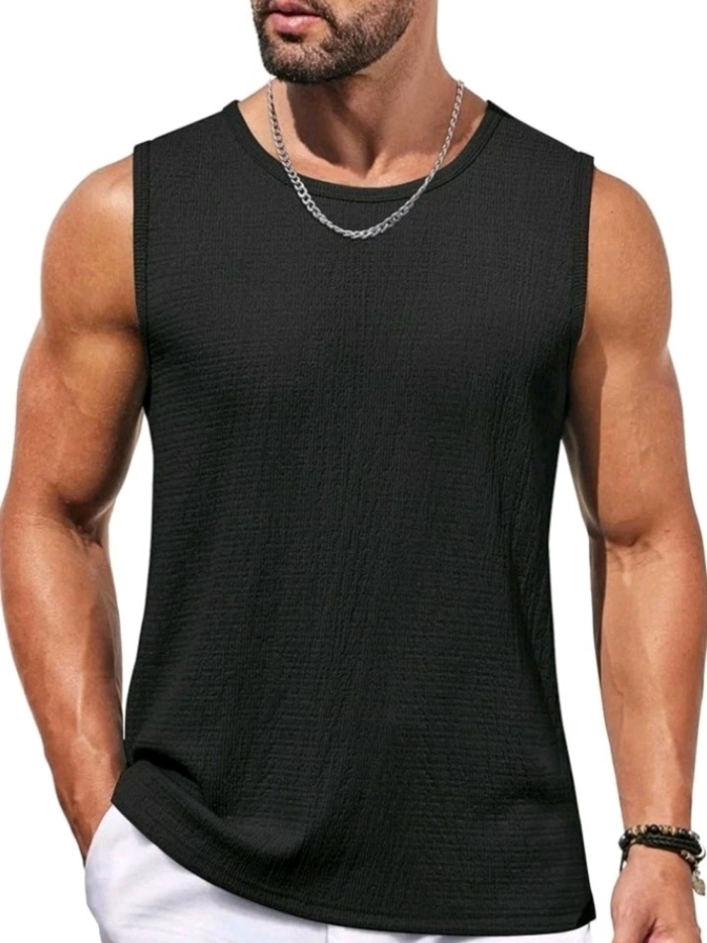 Men's Black Sleeveless Muscle Tank Top